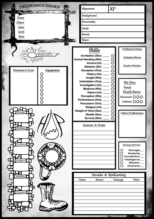 5th Edition Pacesetter Character Sheet